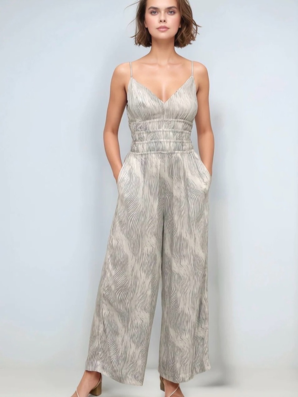 Khush Opal Jumpsuit in Zanzibar Silver Wide Leg M